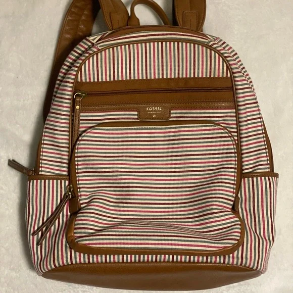 Fossil | Bags | Fossil Canvas And Leather Multicolor Striped  display picture 1